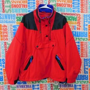 Vintage 80s East West Pullover Ski Jacket Size M Red Black Blue Anorak